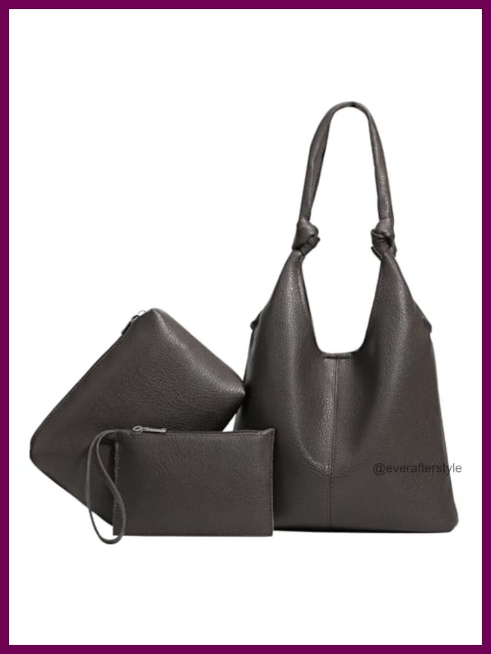 Vegan Leather Hobo Shoulder Bag Set with Clutch Purse